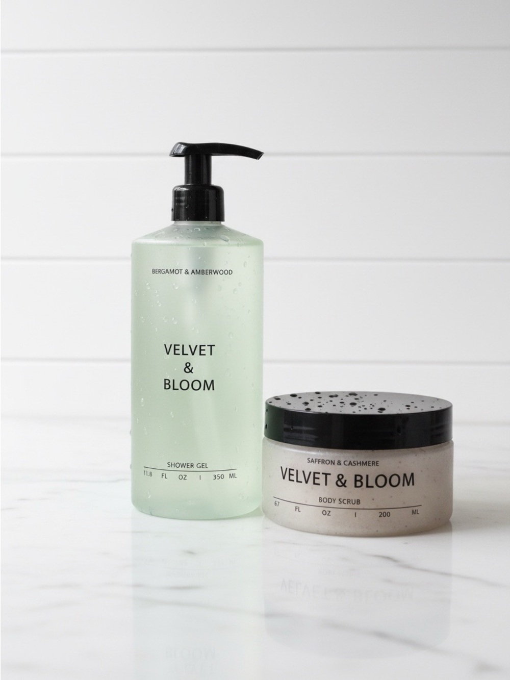 Bergamot & Amberwood Green Shower Gel with Cream Body Scrub